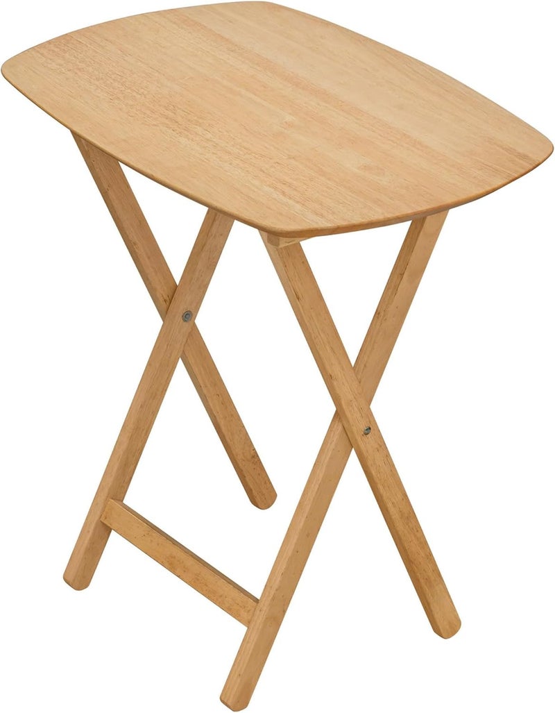 eHemco Oversized Hardwood Folding TV Tray Table for Dinner, Eating, 25.5 Inches, Natural - Image 1